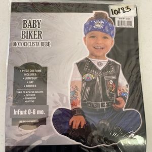 Baby Biker Halloween Costume Jumpsuit Hat Booties